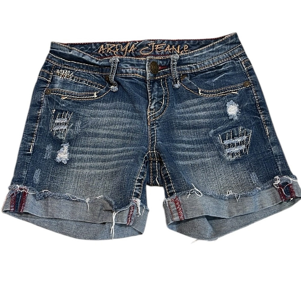 ARIYA DISTRESSED DENIM CUFFED SHORTS BLUE SIZE 3 TO 4